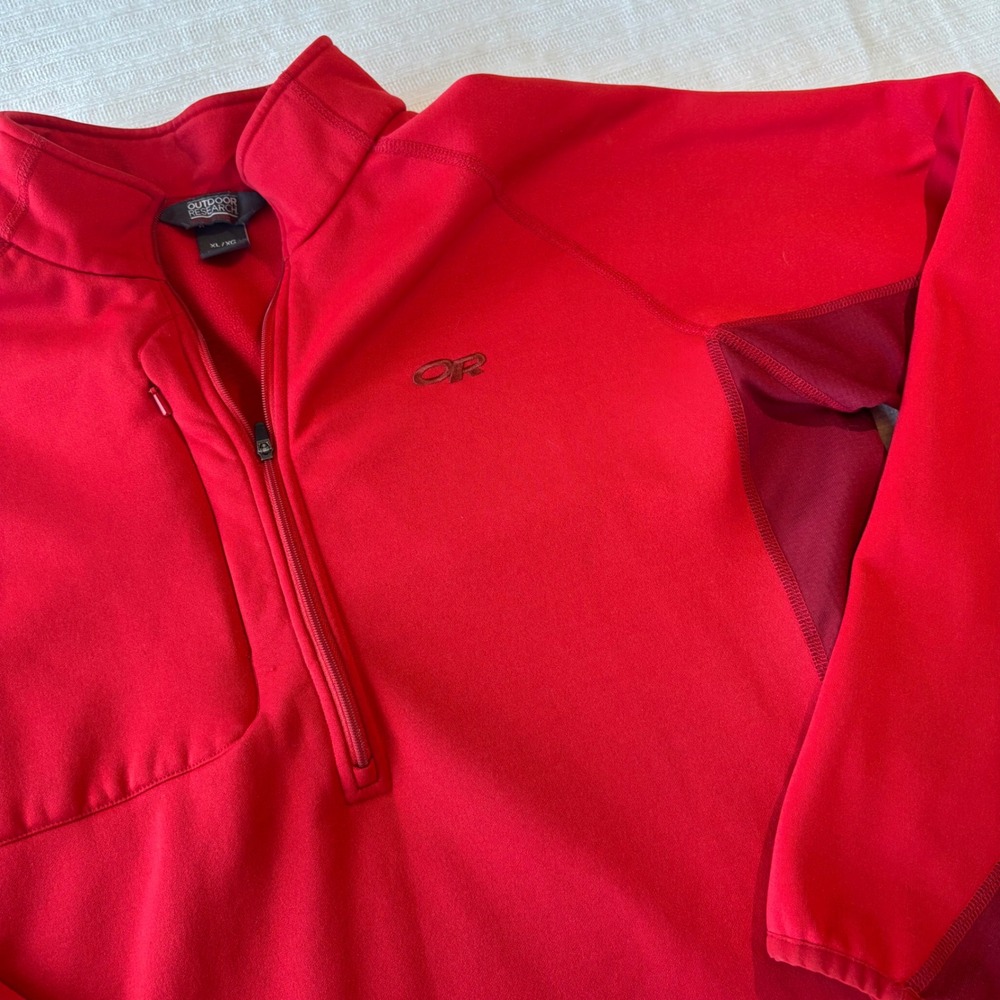 Outdoor Research Mens XL Red 1/4 Zip Grid Fleece Pullover Jacket 55351 F15